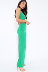 Green Crop Top and Trousers Co-ord Set - Kimmy