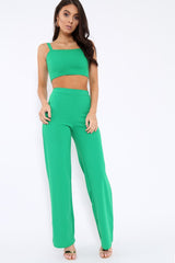 Green Crop Top and Trousers Co-ord Set - Kimmy