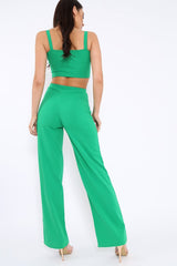 Green Crop Top and Trousers Co-ord Set - Kimmy