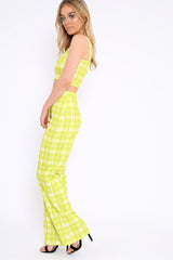 Green Checked Crop Top and Trousers Co-ord Set - Kimmy
