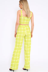 Green Checked Crop Top and Trousers Co-ord Set - Kimmy