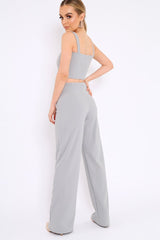 Grey Crop Top and Trousers Co-ord Set - Kimmy