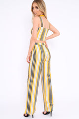 Mustard Striped Crop Top and Trousers Co-ord Set - Kimmy