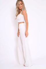 White Crop Top and Trousers Co-ord Set - Kimmy