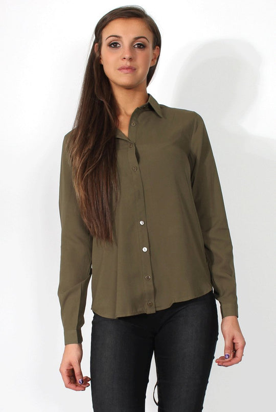 Kira Khaki Tie Back Shirt