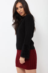 Wine Thick Knit Bodycon Skirt - Kristy