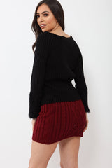 Wine Thick Knit Bodycon Skirt - Kristy