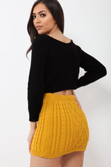 Mustard Thick Knit Bodycon Skirt - Kristy