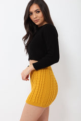 Mustard Thick Knit Bodycon Skirt - Kristy