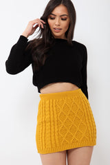 Mustard Thick Knit Bodycon Skirt - Kristy