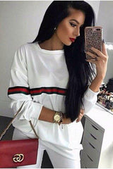 White Stripe Jumper Dress - Finley