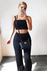 Black Crop Top and Trousers Co-ord Set - Kimmy