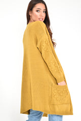Mustard Knitted Longline Bobble Cardigan - Annette