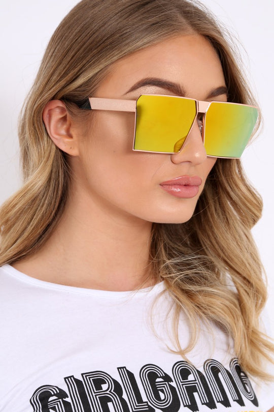 Yellow Tint Lens Metal Frame Sunglasses - Kodie