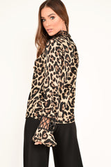 Leopard Print Cut Out Insert Blouse - Konstantina