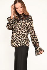 Leopard Print Cut Out Insert Blouse - Konstantina