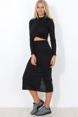 Kori Black Crop Loungewear Set