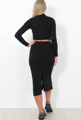 Kori Black Crop Loungewear Set