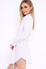 White Black Stripe Corset Shirt Dress - Korrin