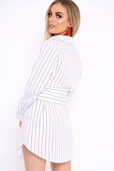 White Black Stripe Corset Shirt Dress - Korrin