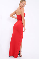 Red Lace Up Front Front Dress - Kailani