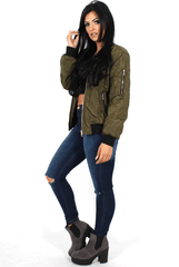 Kris Khaki Bomber Jacket