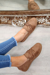 Khaki Faux Suede Twist Front Pumps - Krissy