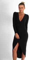 Kristen Black Ruched Front Dress