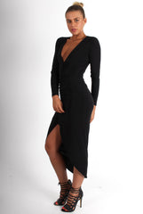 Kristen Black Ruched Front Dress