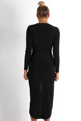 Kristen Black Ruched Front Dress