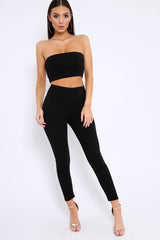 Black Bandeau Top And Leggings Co-Ord - Kristina