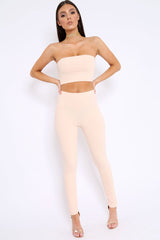 Nude Bandeau Top And Leggings Co-Ord - Kristina