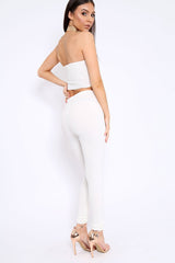 White Bandeau Top And Leggings Co-Ord - Kristina