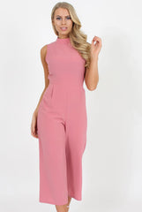 Pink High Neck Jumpsuit - Carla