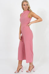Pink High Neck Jumpsuit - Carla