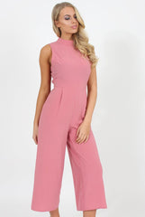 Pink High Neck Jumpsuit - Carla