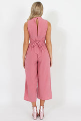 Pink High Neck Jumpsuit - Carla