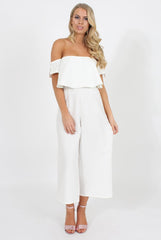 White Off The Shoulder Jumpsuit - Kyda