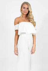 White Off The Shoulder Jumpsuit - Kyda