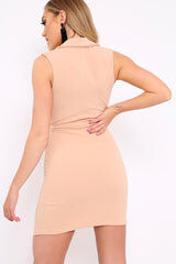 Nude Plunge Front Blazer Dress - Kylee