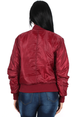 Kylie Wine Zip Front Bomber Jacket