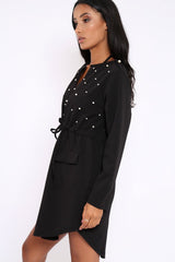 Black Pearl Detail Slouchy Jacket - Kylie