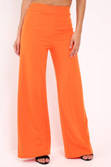 Orange High Waisted Flare Trousers - Kym