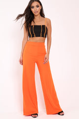 Orange High Waisted Flare Trousers - Kym
