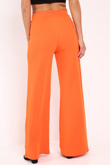 Orange High Waisted Flare Trousers - Kym