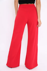 Red High Waisted Flare Trousers - Kym