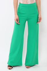 Green High Waisted Flare Trousers - Kym
