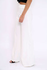 White High Waisted Flare Trousers - Kym