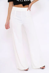 White High Waisted Flare Trousers - Kym