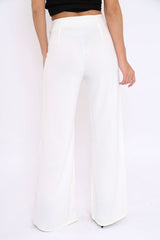 White High Waisted Flare Trousers - Kym